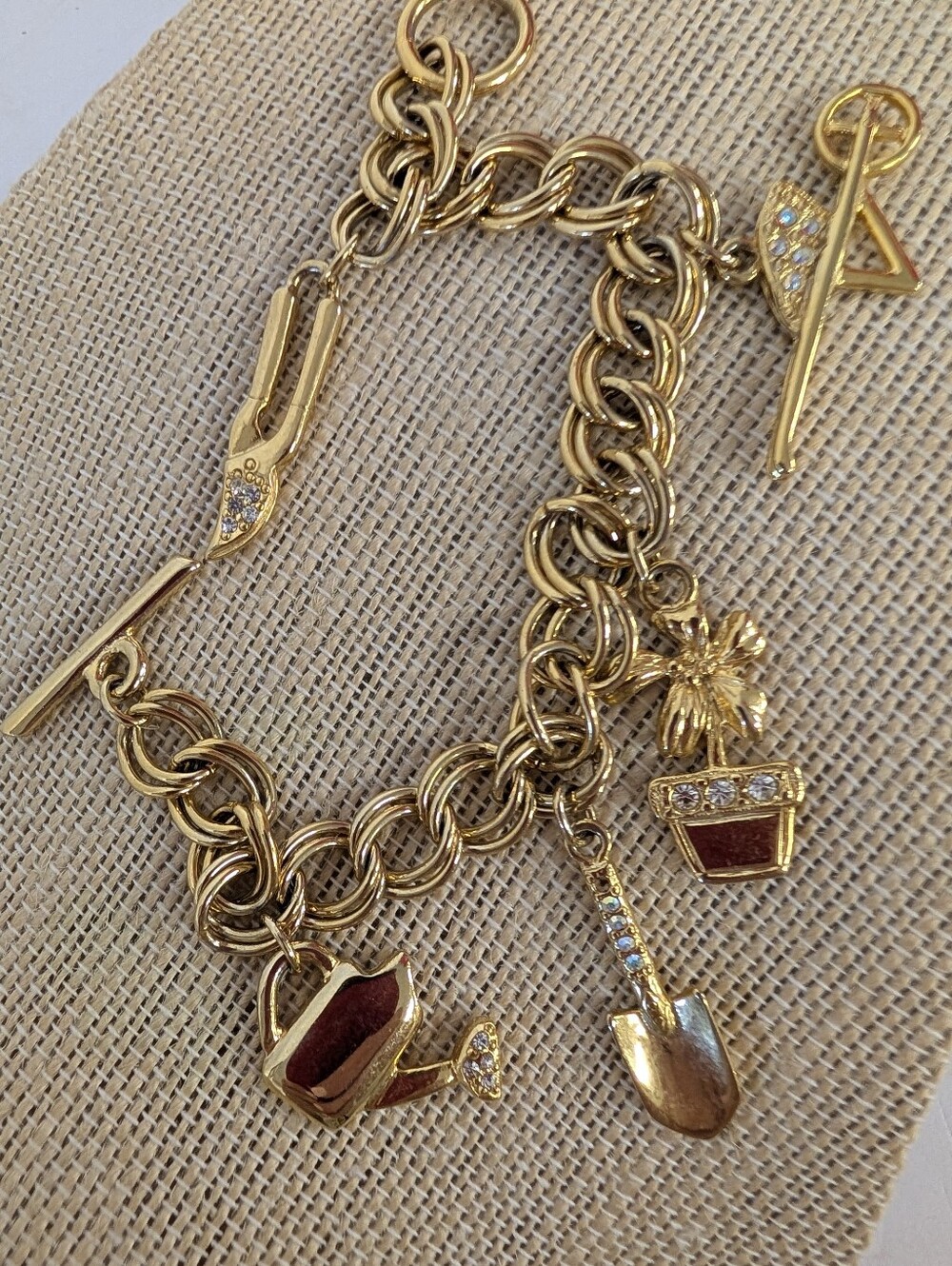 Vintage Garden Tools  Charm Bracelet with 5 Charms